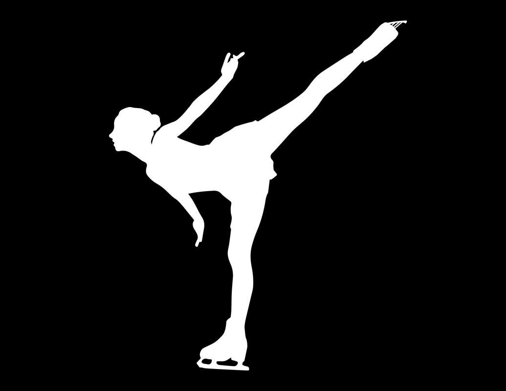 CMI ND103W Ice Skater Skating On Left Leg Decal Sticker | 5.5-Inches by