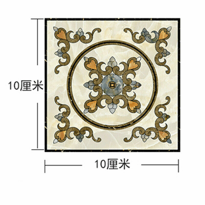 10X Tiles Stickers PVC Floral Self-adhesive Home Wall Floor Decor Square 10cm
