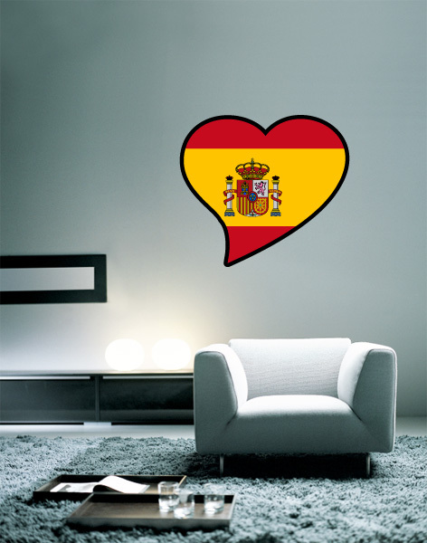 Spain black Flag Heart Wall Decal Large Vinyl Sticker 25″ x 22″