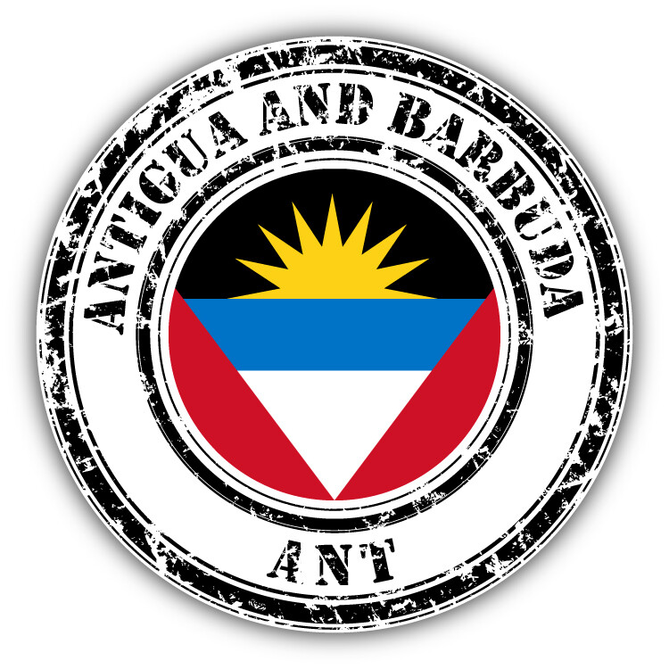 Antigua And Barbuda Flag Grunge Rubber Stamp Car Bumper Sticker Decal
