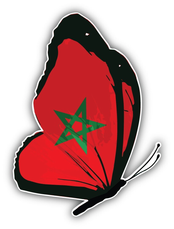 Morocco Butterfly Flag Car Bumper Sticker Decal