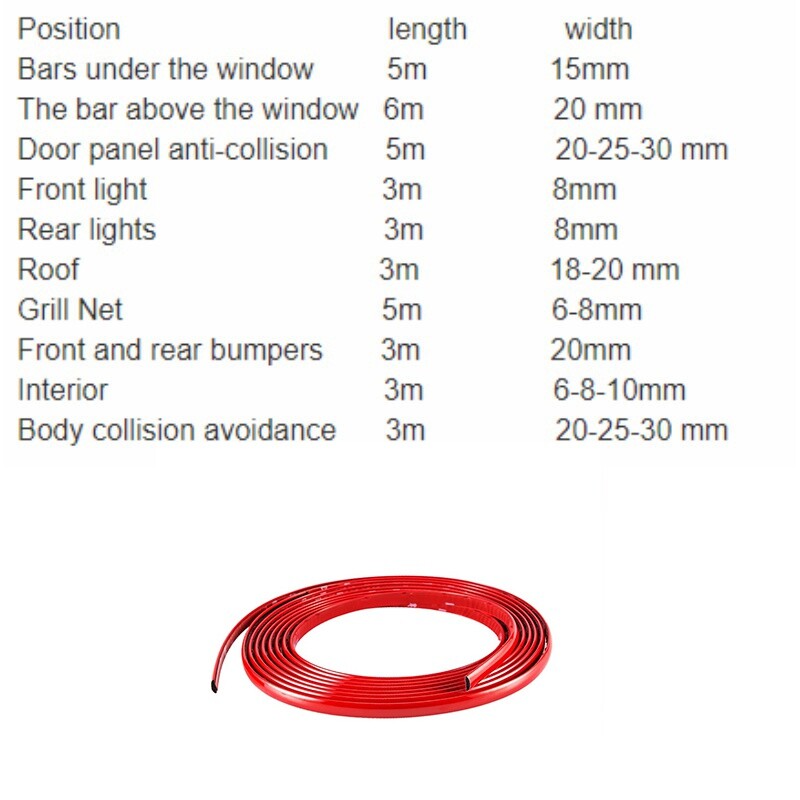 Self-adhesive PVC 3/5M Car Moulding Strip Anti-scratch Body Door Auto Accessory