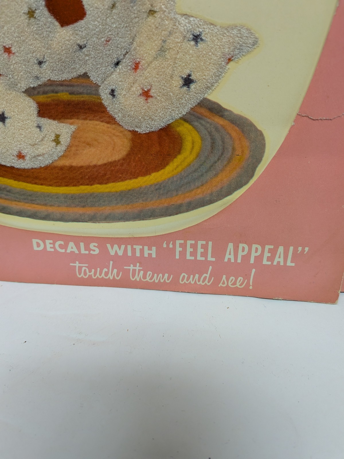 3 Vtg 60’s Anthropomorphic Bears & Lamb CUTIES Decals Meyercord Fuzzy Wall Decor