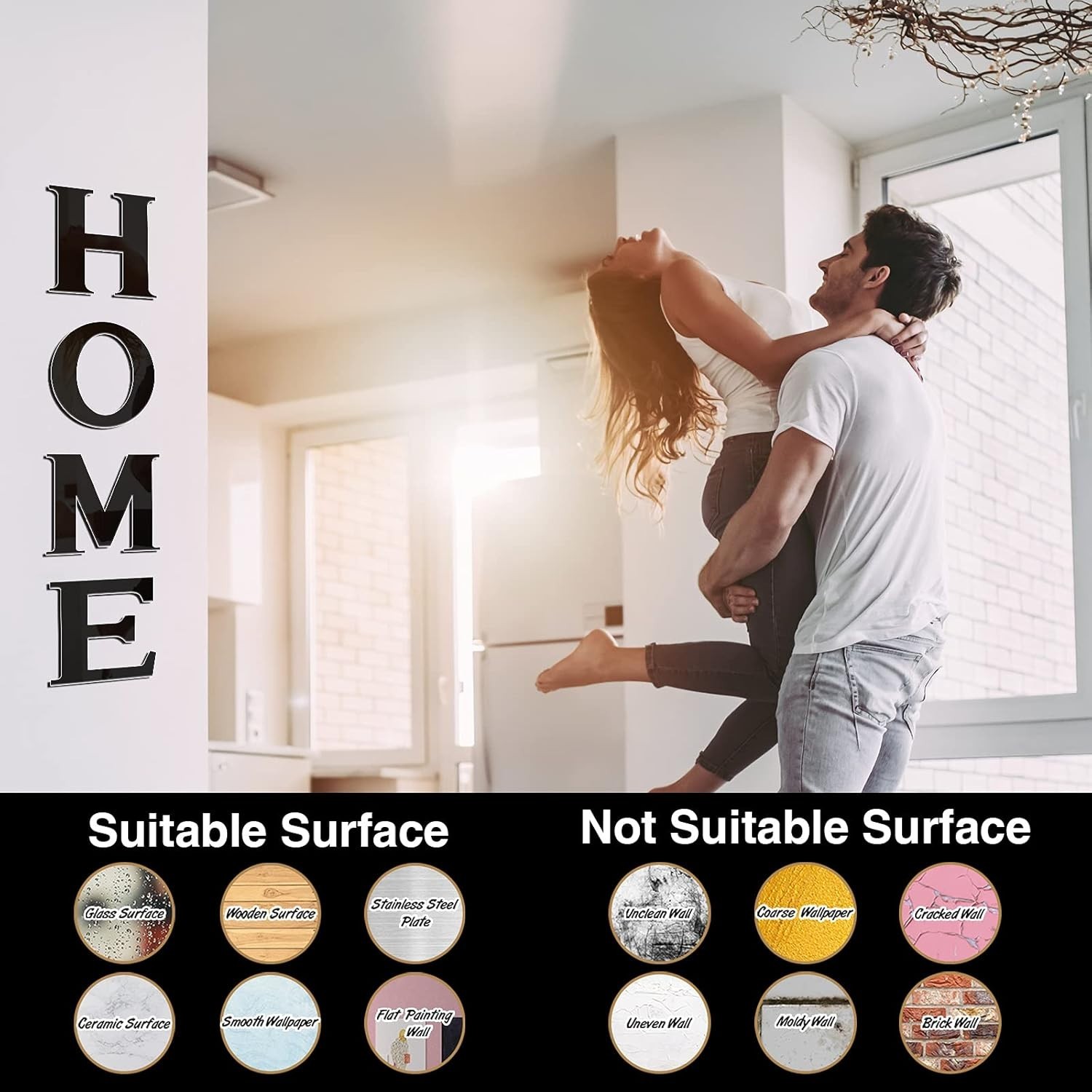 Decorative 3D Removable Acrylic Letter and Circle Wall Decals – Home Style