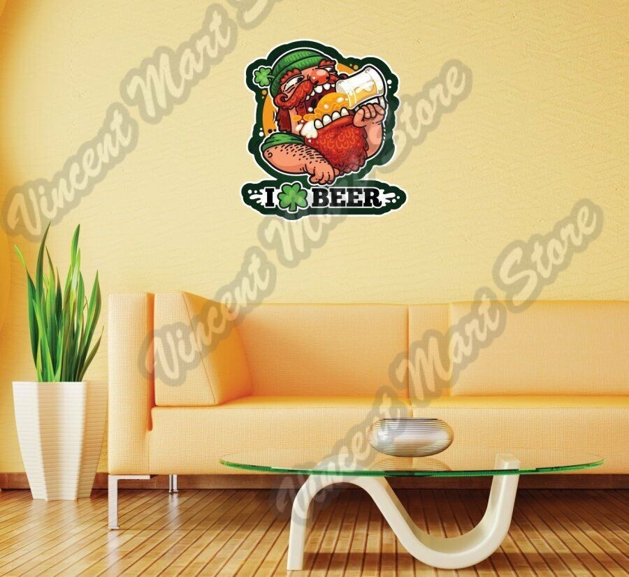 I Love Beer Irish Leprechaun St. Patric Wall Sticker Room Interior Decor 22″X22″