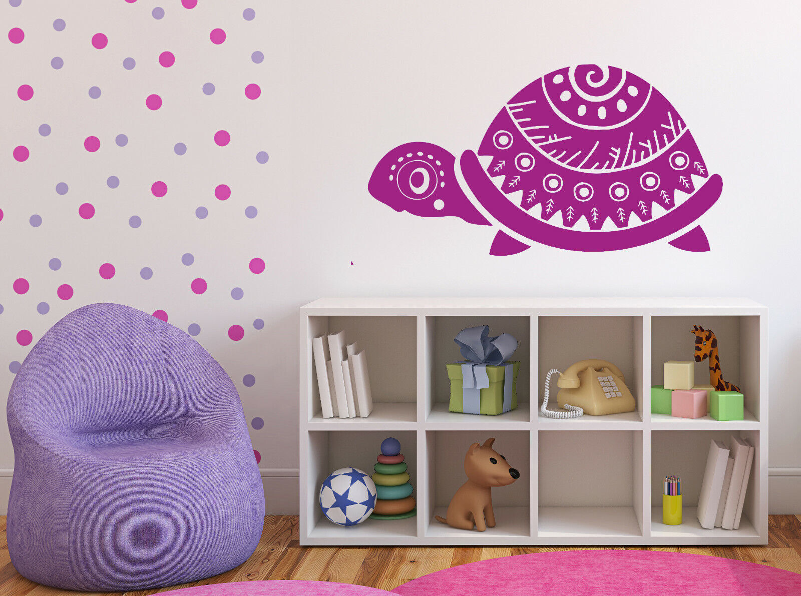 Vinyl Decal Vintage Animals Symbols Turtle with Ornament Wall Sticker (n1040)