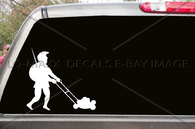 Roman Centurion Warrior Cutting Grass Original Graphic Art Die Cut Vinyl Decal