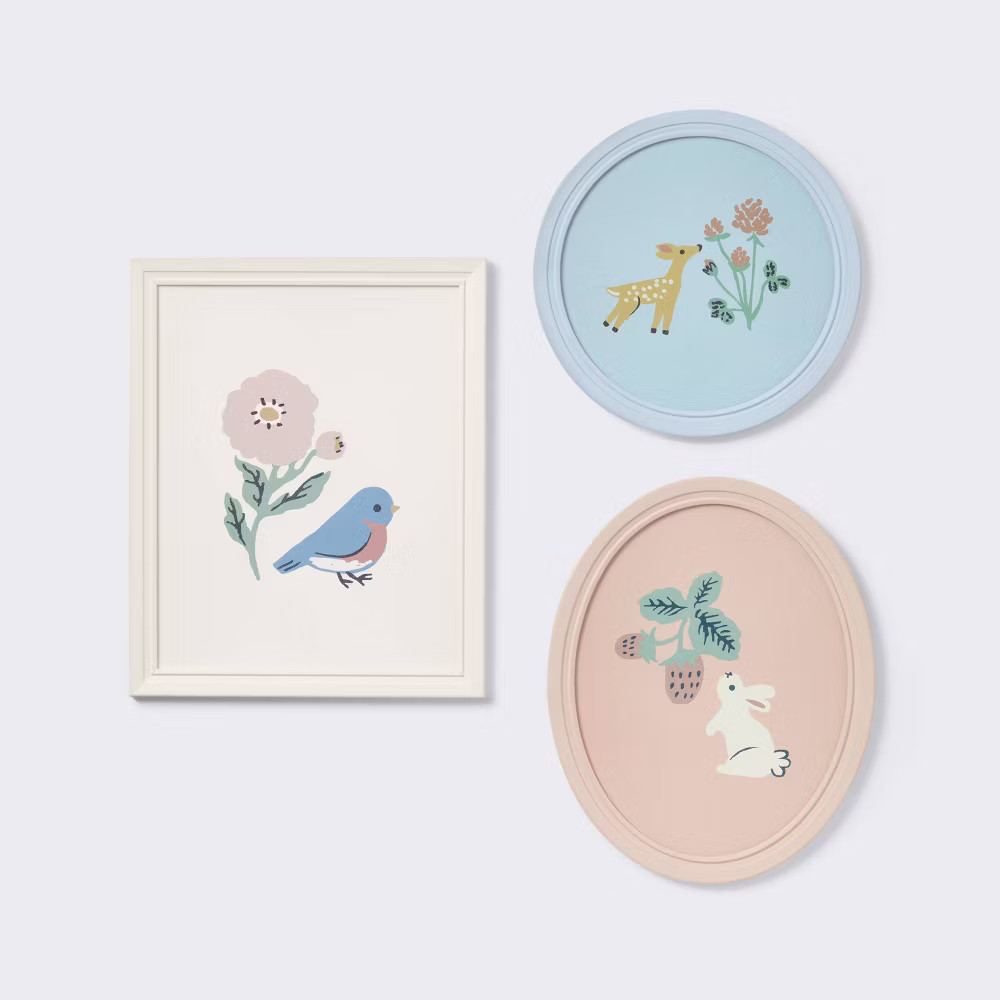3pk Story Book Floral Framed Wall Art – Cloud Island
