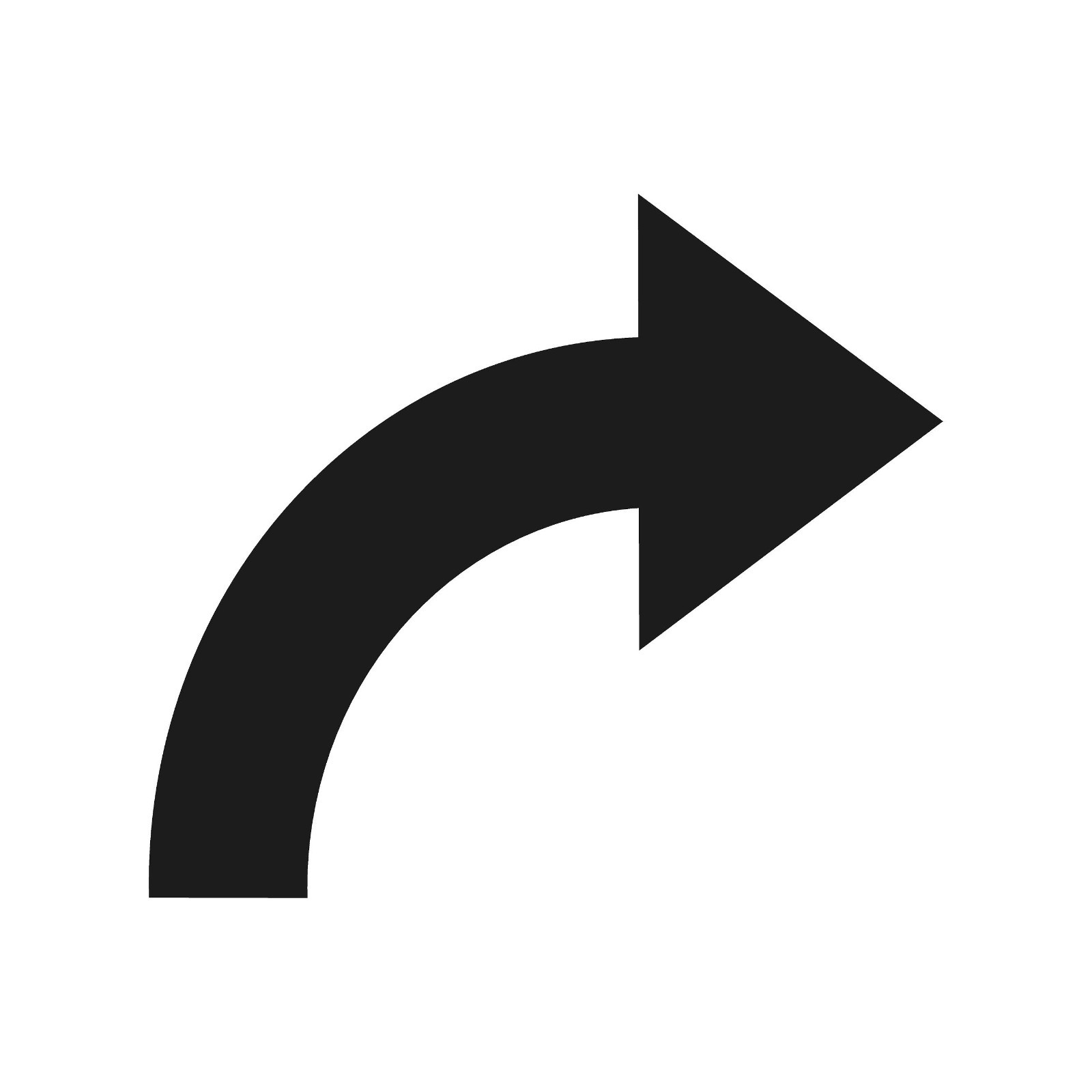 Curved arrow Shape Facing right Vinyl Decal Turn arrow Shape Sticker