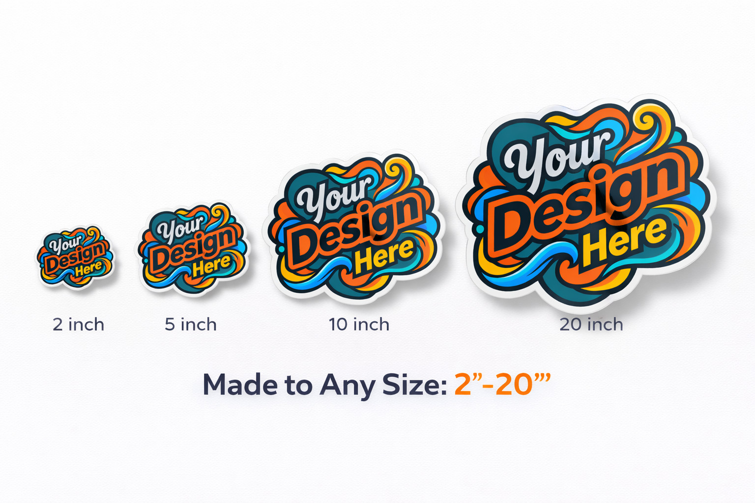 Custom Printed Vinyl Stickers Die Cut Logo Waterproof UV Resistant 2″–20″ Sizes