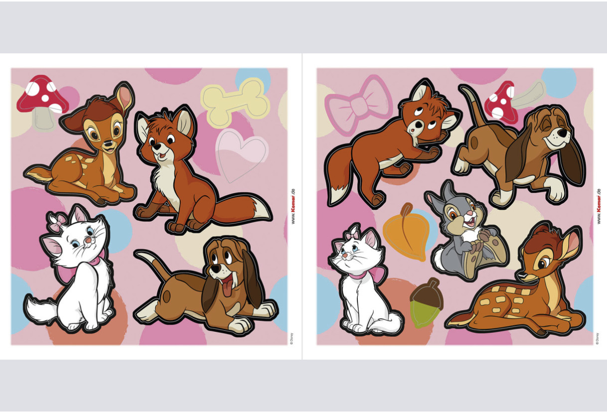 Disney Bambi Wall Stickers Decals Set Cats Dogs Girl Bedroom 2 Sheets 30x30cm