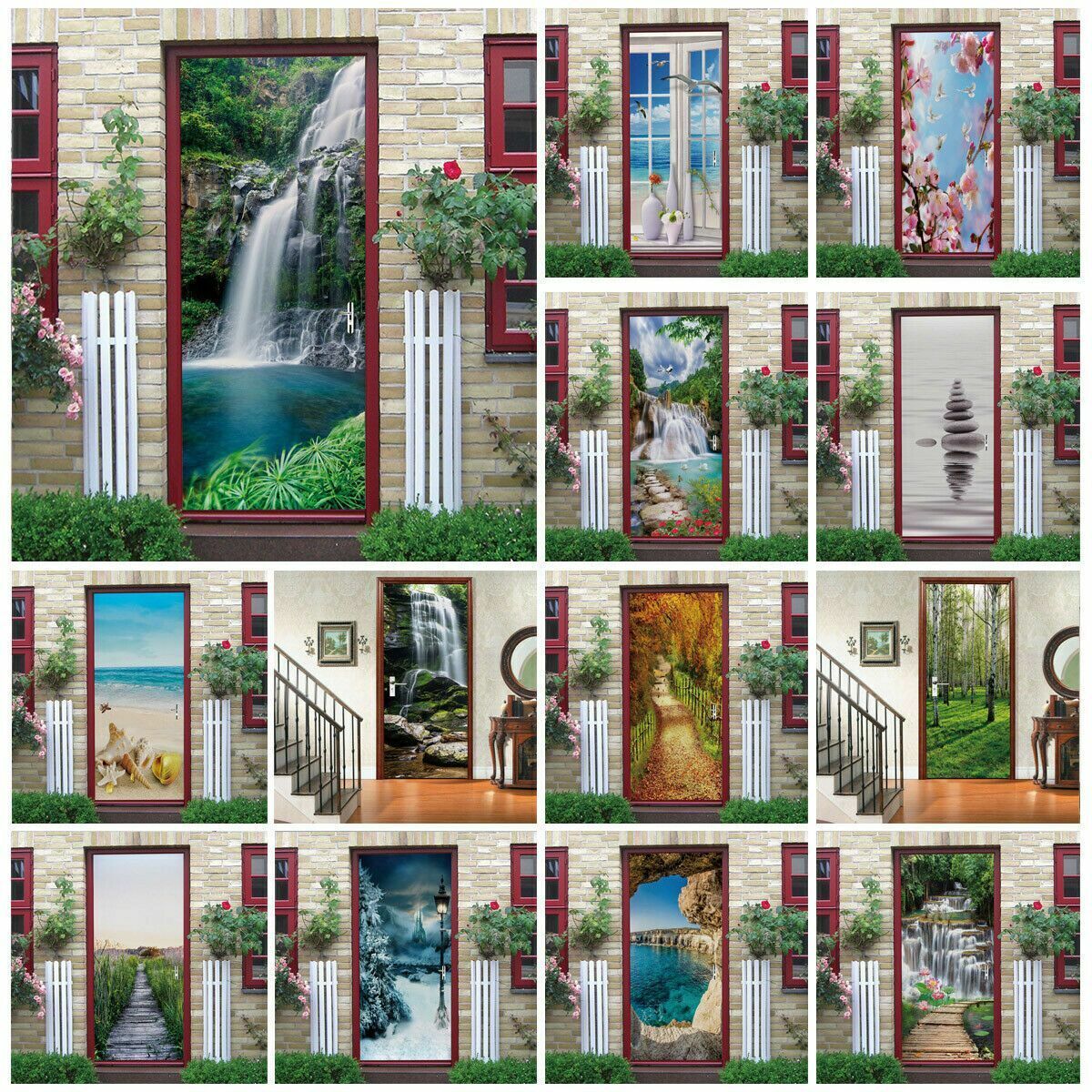 Waterproof PVC Door, Wall STICKER – Natural Scenery Forest 3D Mural Decal Cover
