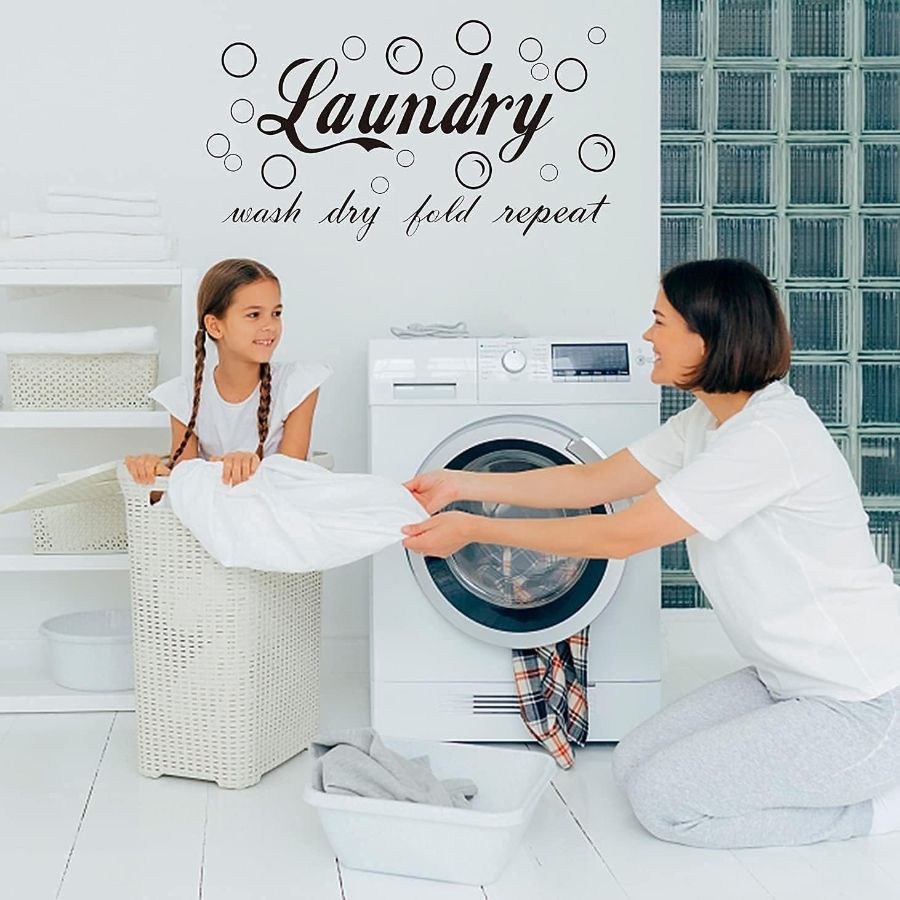 23 Pieces Characteristic Laundry Room Vinyl Wall Decal Saying Wash Dry Fold R