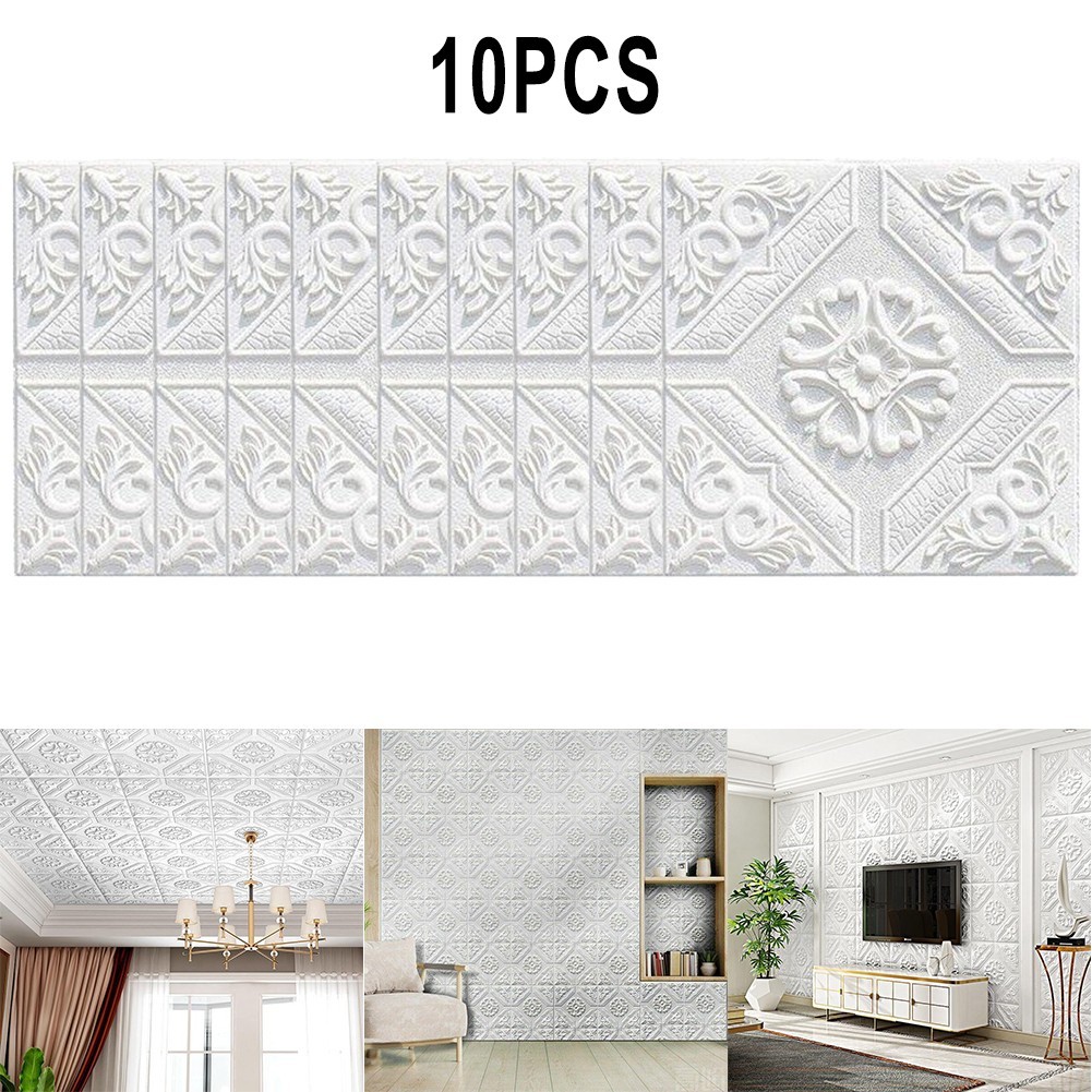1/10pcs 3D Soft Foam Brick Texture Pattern Effect Wall Sticker Wall Decor 35cm