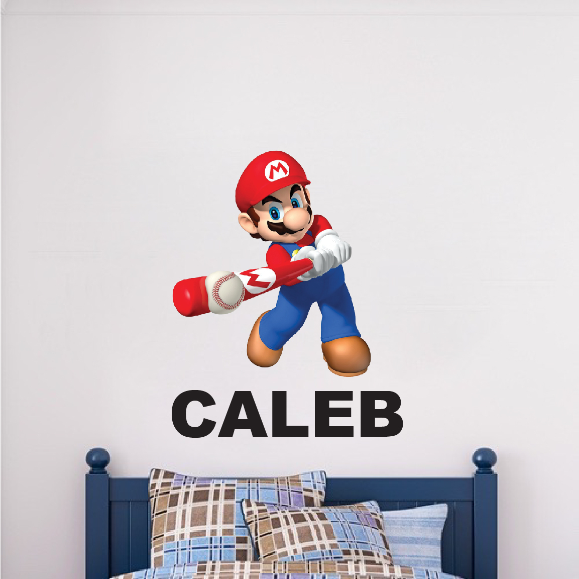 Super Mario Baseball Name Wall Decal Nintendo Personalized Custom Kids Room, e23