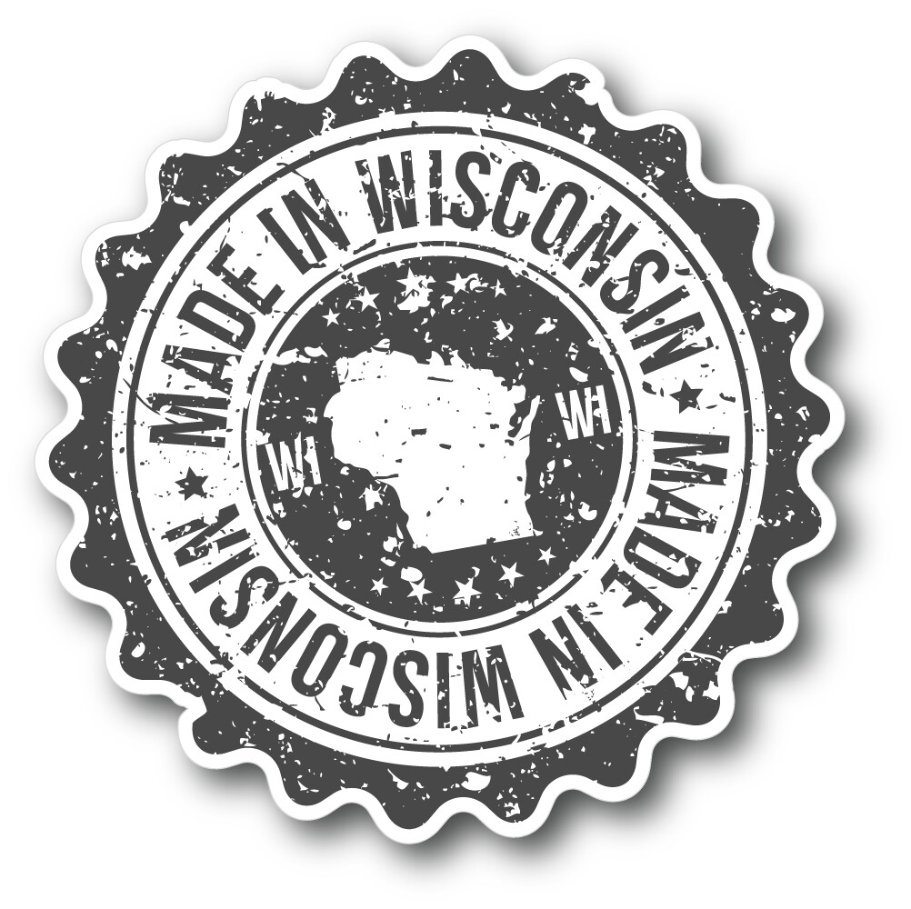 Made In Wisconsin USA State Vintage Grunge Vinyl Sticker Decal