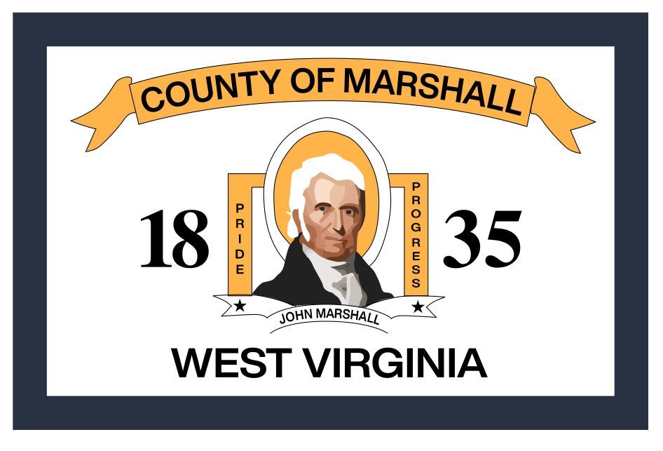 Marshall County West Virginia Flag Sticker Decal F790