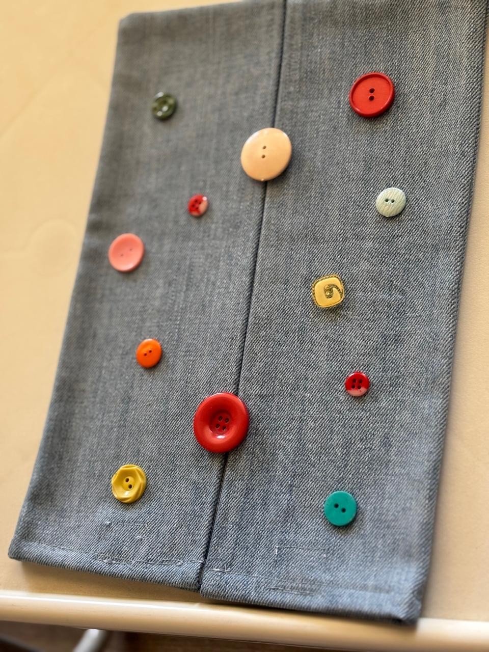 Handmade Denim Tissue Box Cover With Colorful BUTTONS Decorative TISSUE Holder