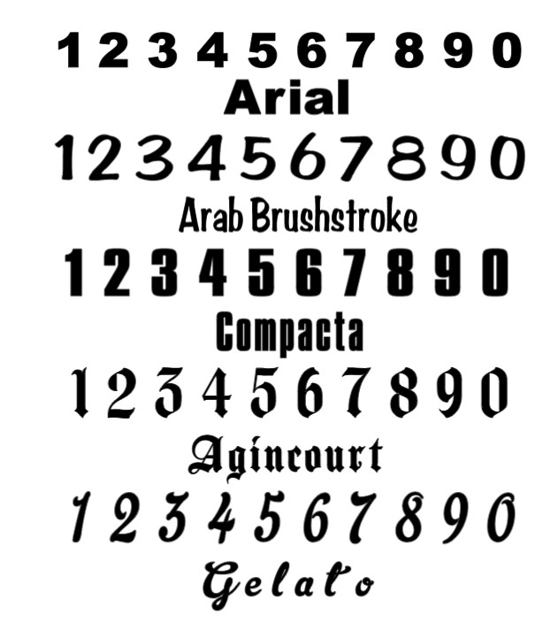 Number Sets Vinyl Color Decal – Sticker – Oracal 651 ID Numbers Custom