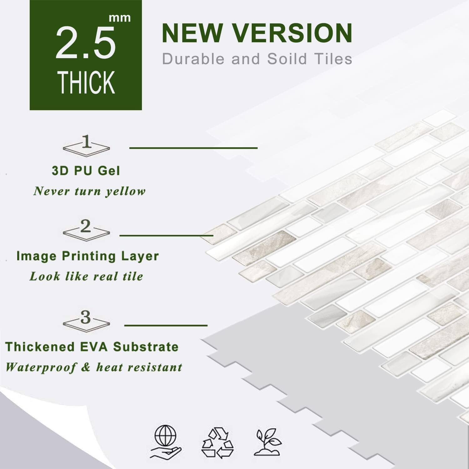 Thicker Design Peel and Stick Tile Backsplash, 12”×12”Stick on Backsplash for…