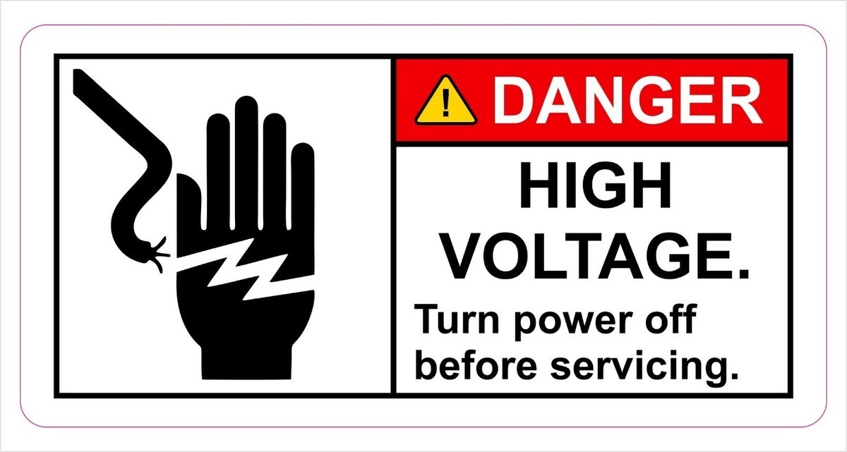 Vinyl Danger High Voltage Sticker| Decal | Waterproof Electrical Safety 8″x4″
