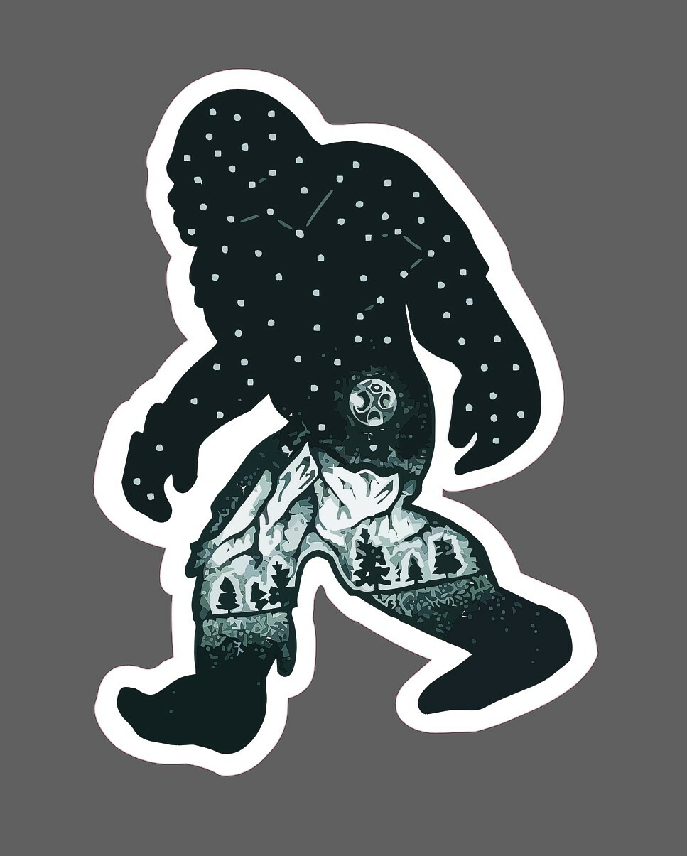 Bigfoot Sticker Night Forest Waterproof – Buy Any 4 For $1.75 Each Storewide!
