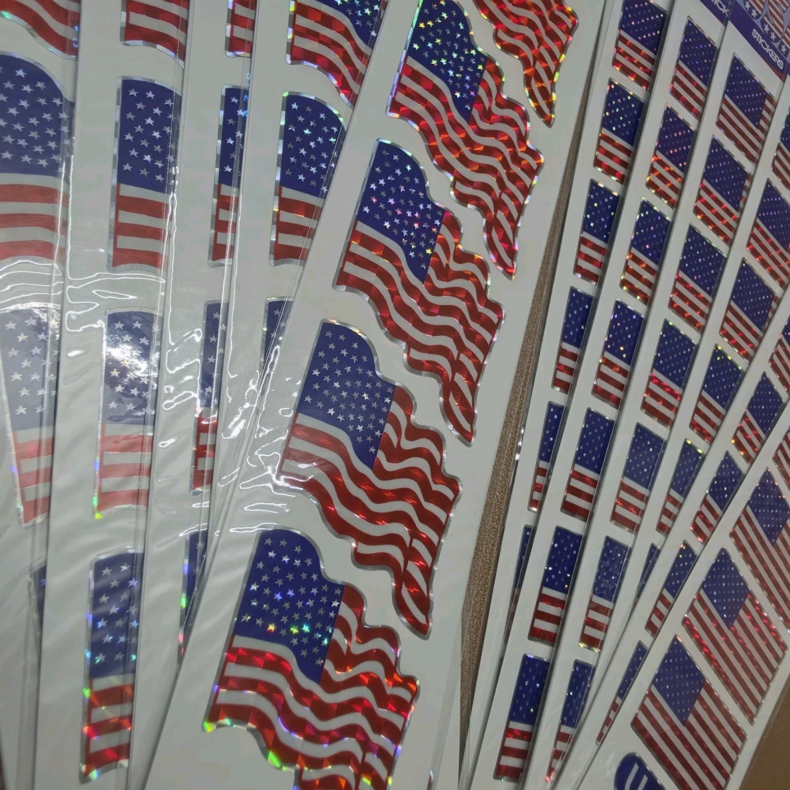 RUBIES USA FLAG HOLOGRAPHIC WATERPROOF STICKERS 12 PK (72 FLAGS/10 USA STICKERS)