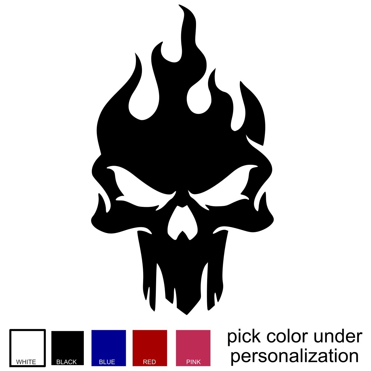 Flaming Skull Car/ Wall Decal- large size