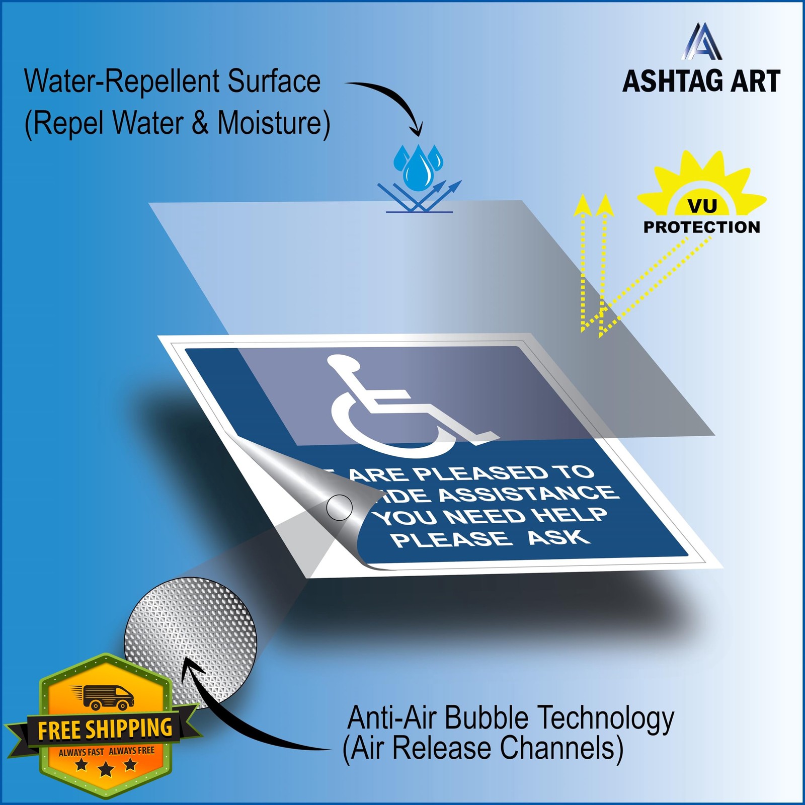 Ashtag Art Handicap Accessible Sticker 6×6 Inches