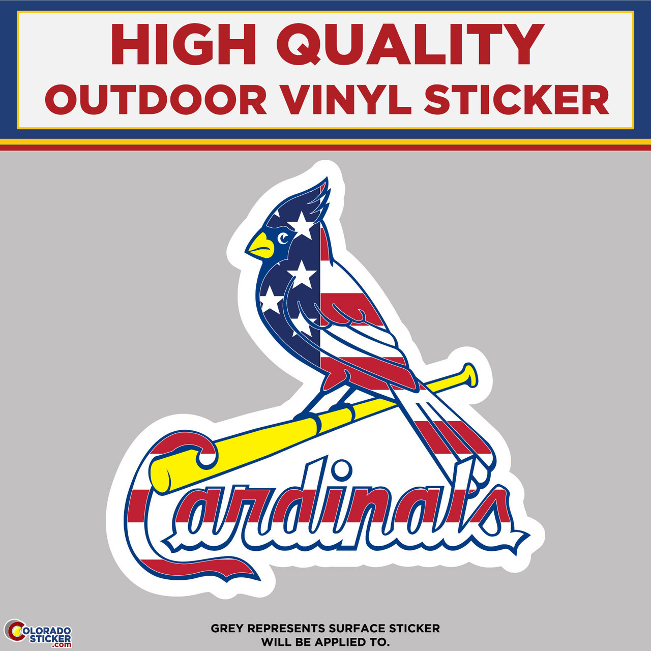 St. Louis Cardinals Bird and Bat USA Flag, High Quality Vinyl Stickers