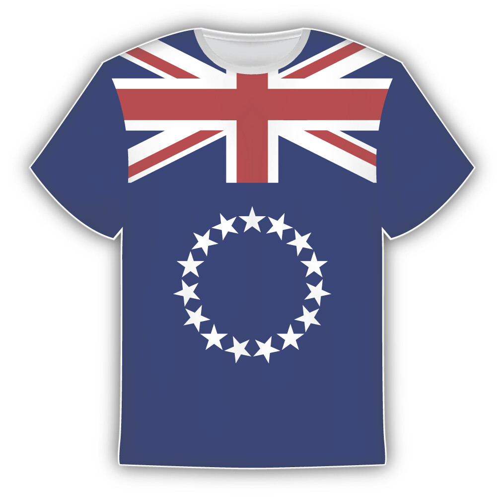Cook Island Flag Sticker In The Form Of T Shirt Vinyl Sticker Decal