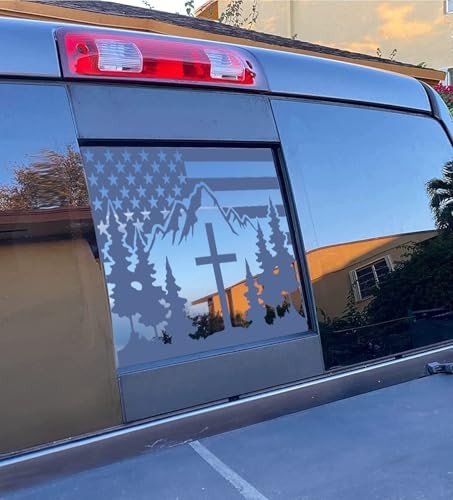 for Chevy Silverado GMC Sierra 2019-2026 Precut American Flag Cross Mountain