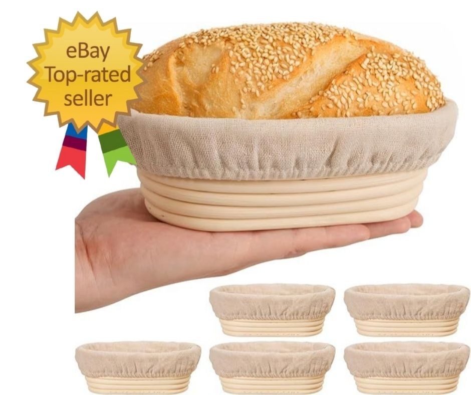 6 Inch Oval Banneton Bread Proofing Basket Set of 6, Kikcoin Mini Sourdough Brea