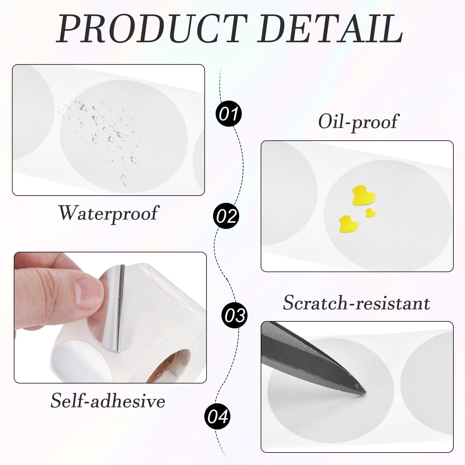 500pcs Round Thermal Label 1×1″ Self-Adhesive Thermal Stickers Matte Silver