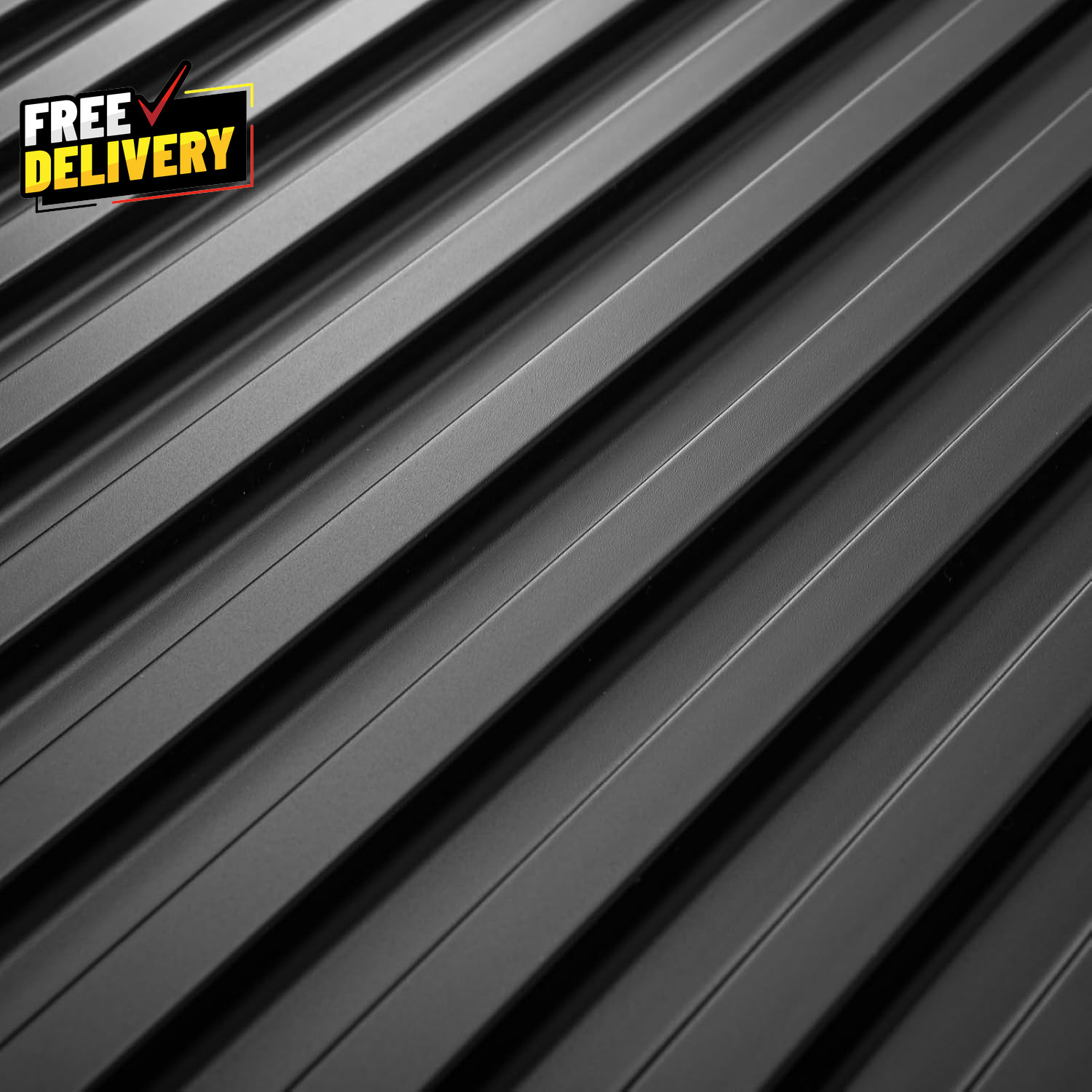 6 Pack 3D Slat Wall Panels 2x4ft PVC Decorative Ceiling Tiles Black