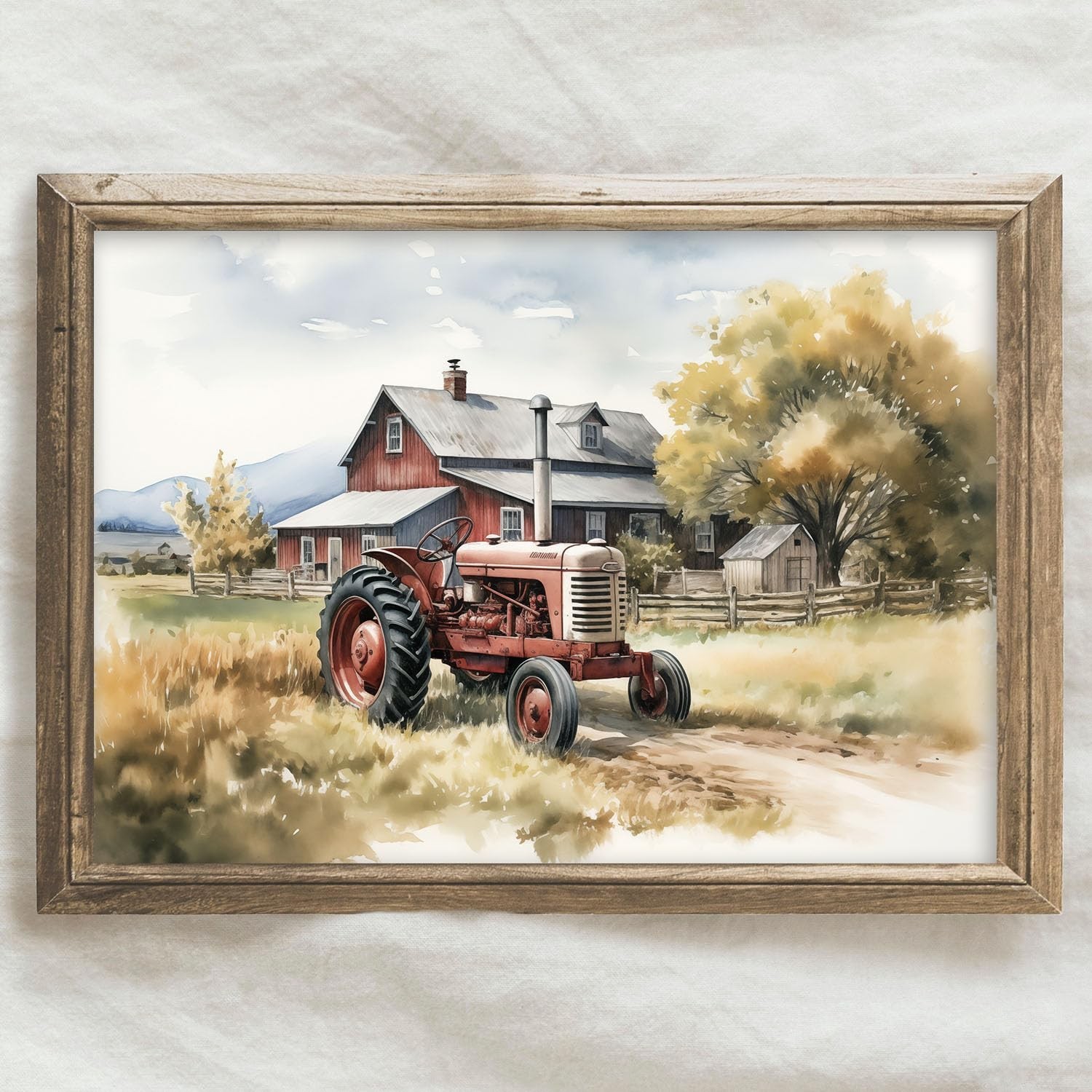 BACKYMRJCART Farm Tractor Canvas Wall Art Decor Farmhouse Rustic Pictures Old…