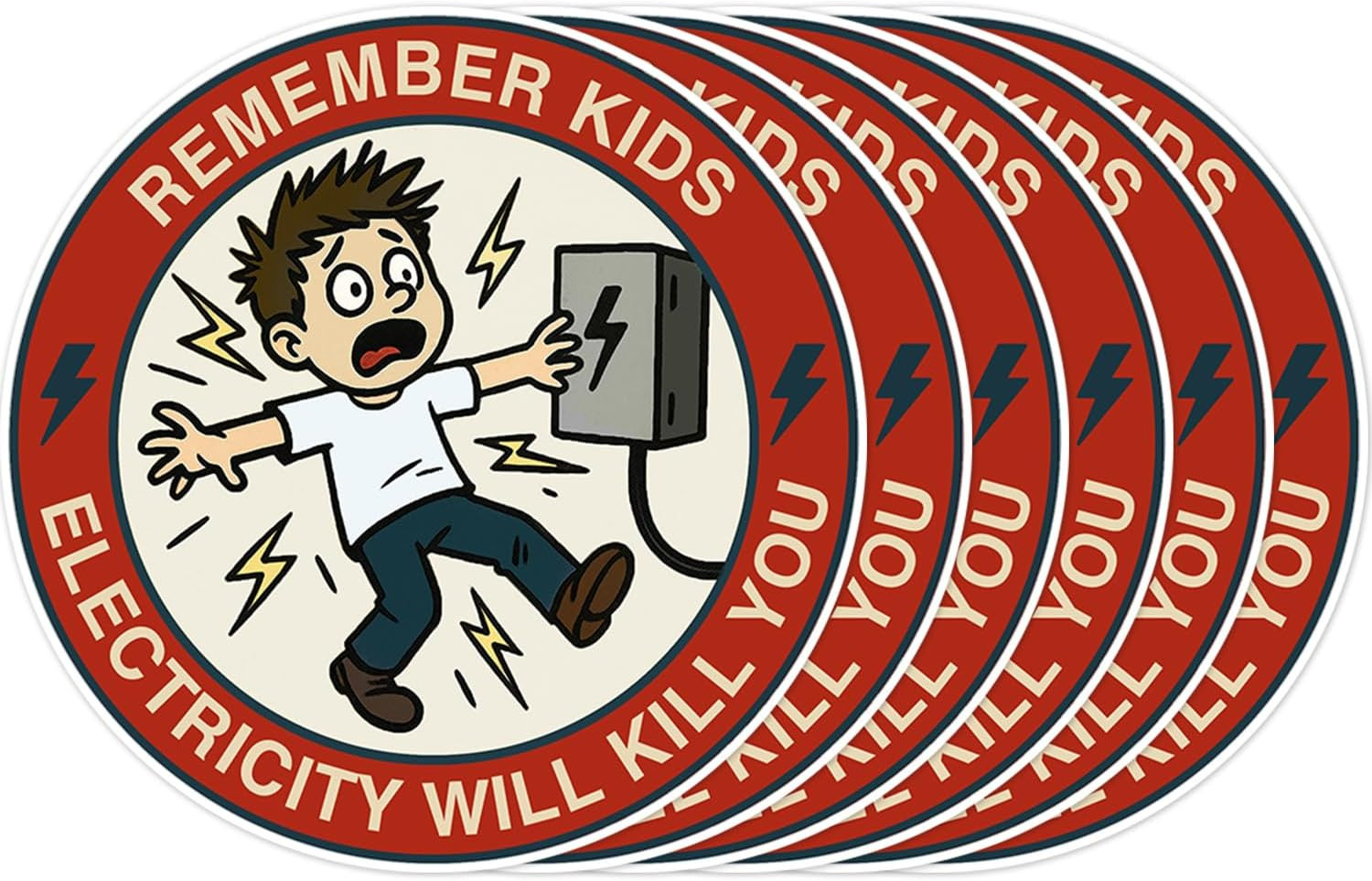 | 6 Pcs Remember Kids Electricity Will Kill You Sticker – 2.25″ By 2.25″ – St…