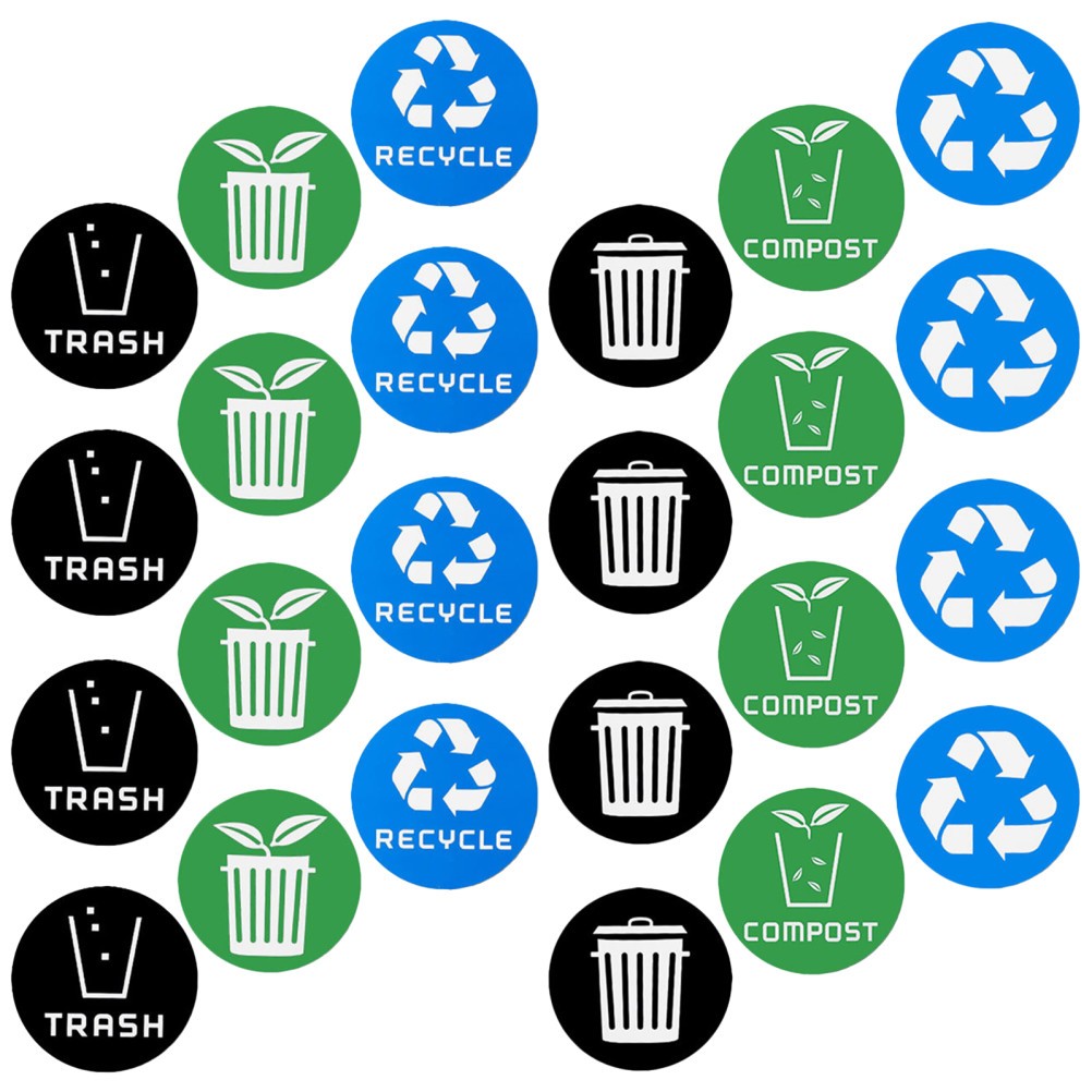 24 PCS Garbage Sorting Decorative Stickers Vinyl Recycle Bin for Trash Bins