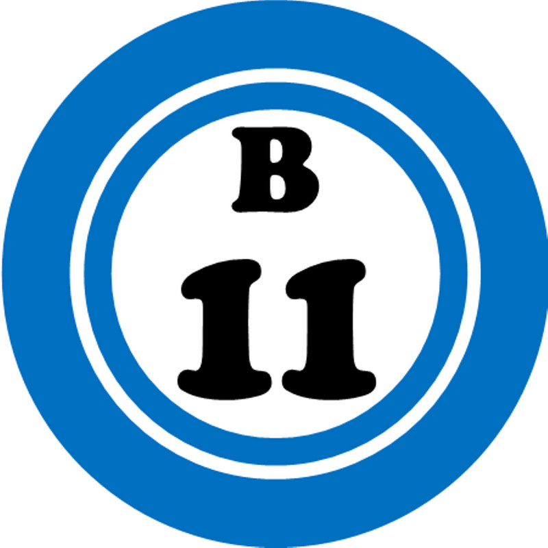 B 11 B11 Bingo Ball – 3 Inch Circle Sticker 3″ x 3″ – Hobby Number Board Lucky