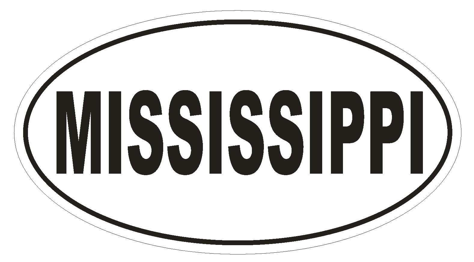Mississippi Oval Bumper Sticker or Helmet Sticker D2352 State Euro Oval