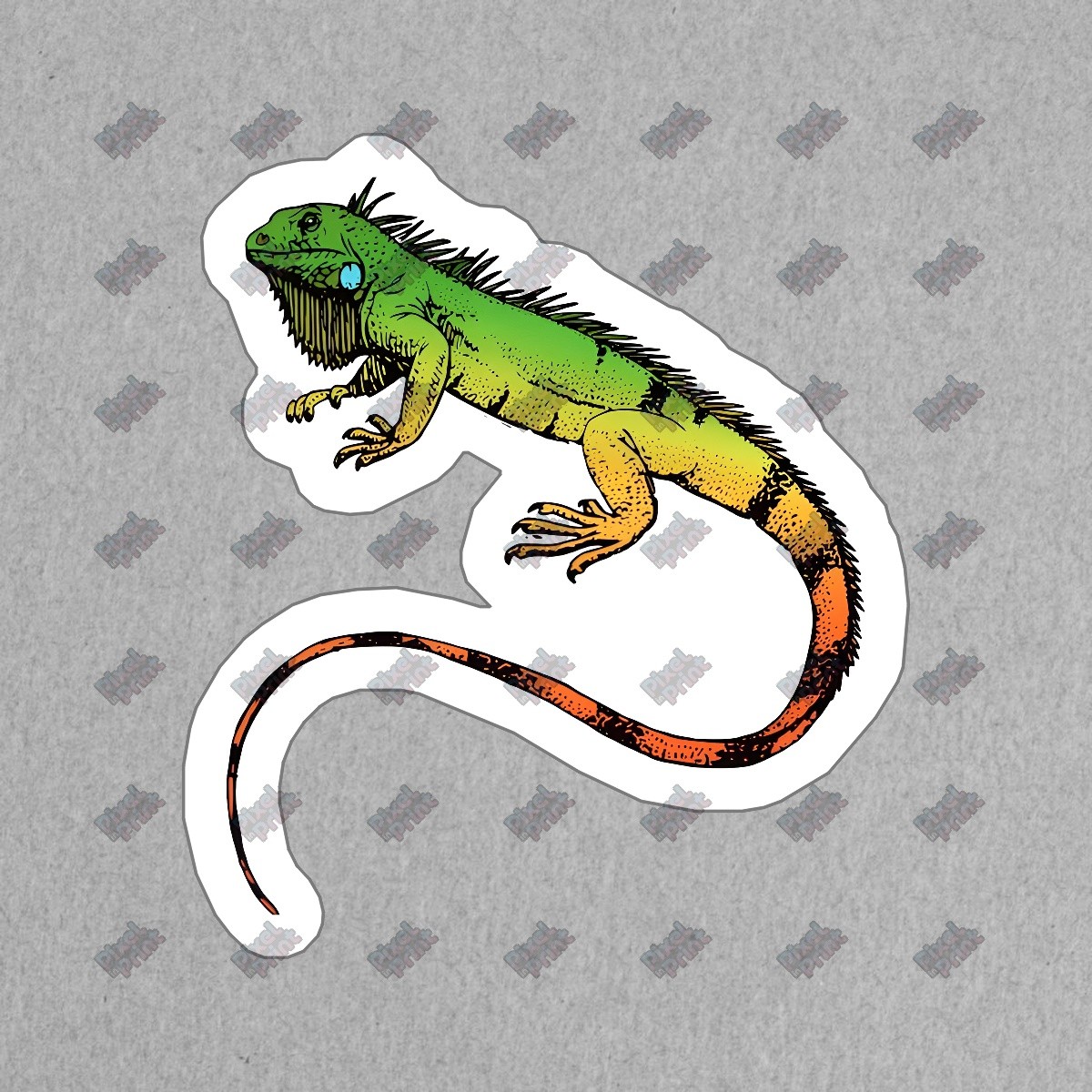 Vibrant Green Iguana Vinyl Sticker Colorful Reptile Decal for Laptop, #440929