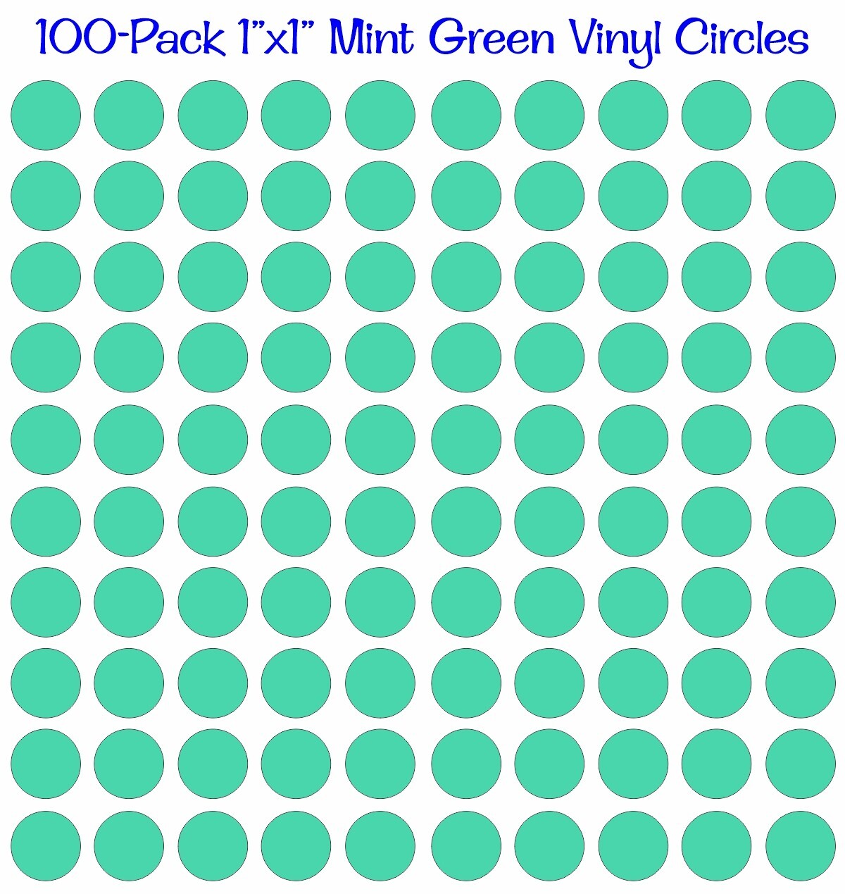 100 pack 1″x1″ Diameter Round Mint Green Vinyl Circles / Polka Dots Decals