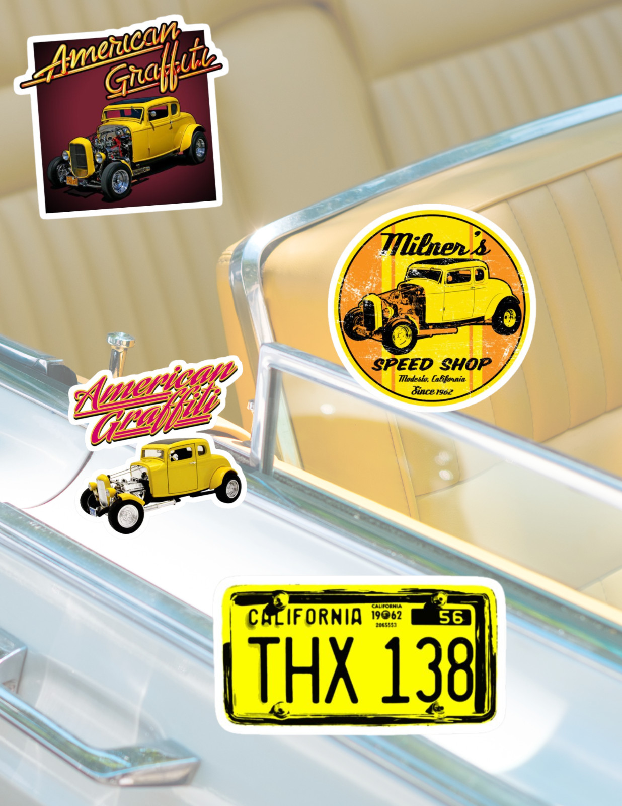 American Graffiti 70’s Movie 4pc Sticker Pack