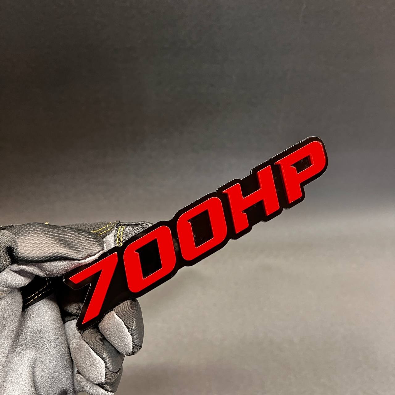 1X 700 HP Custom 3D Car Emblem – Multicolor Acrylic Car Badge Decal RED – BLACK