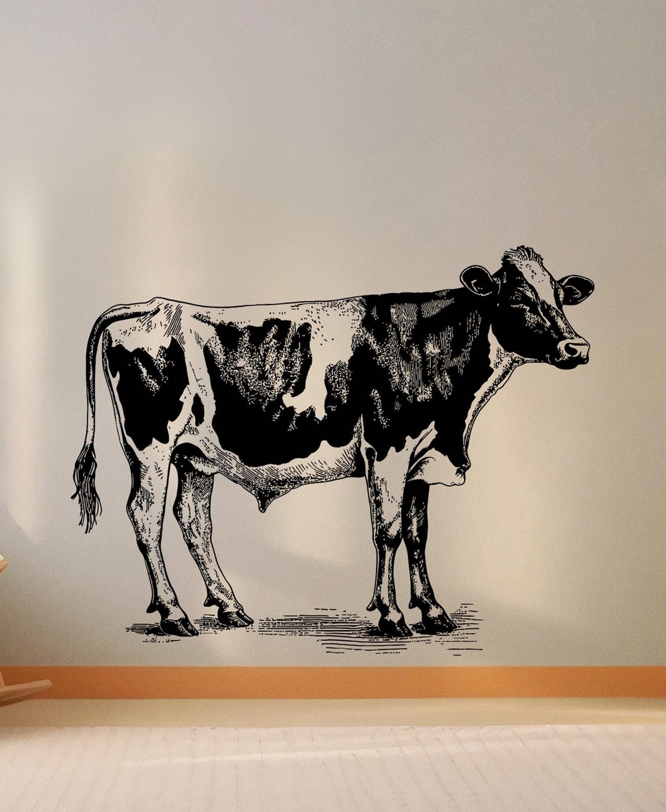 Cow Wall Decal Sticker. Kitchen Dining Room Rustic Country Farmhouse Cow #6753