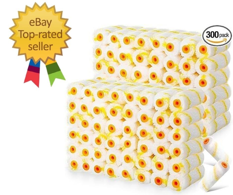 300 Pcs 4 Inch Mini Paint Roller Cover 1/2″ Nap Small Microfiber Roller Covers H