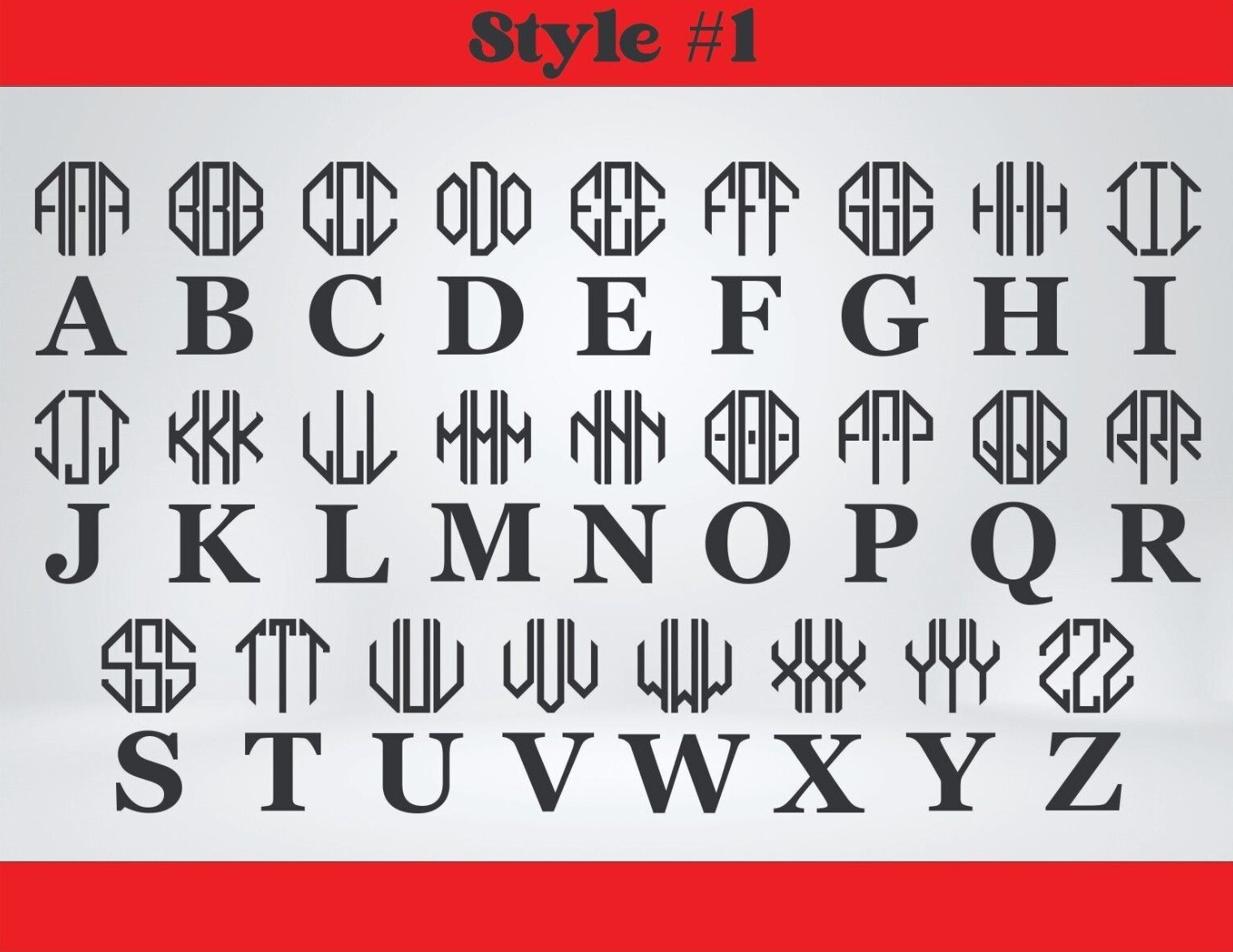 Custom Monogram Vinyl Decals Transfer Stickers 2 Styles *31 Colors Lots Of Sizes