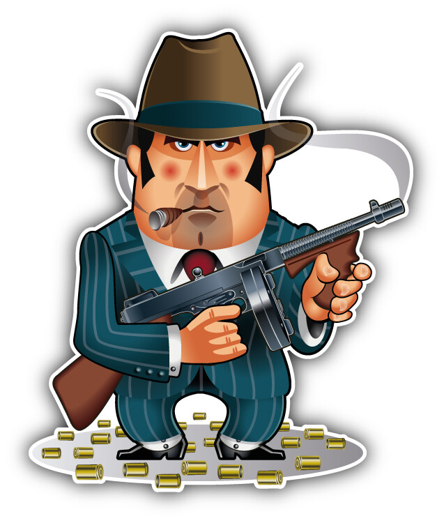 Gangster Submachine Gun Car Bumper Sticker Decal