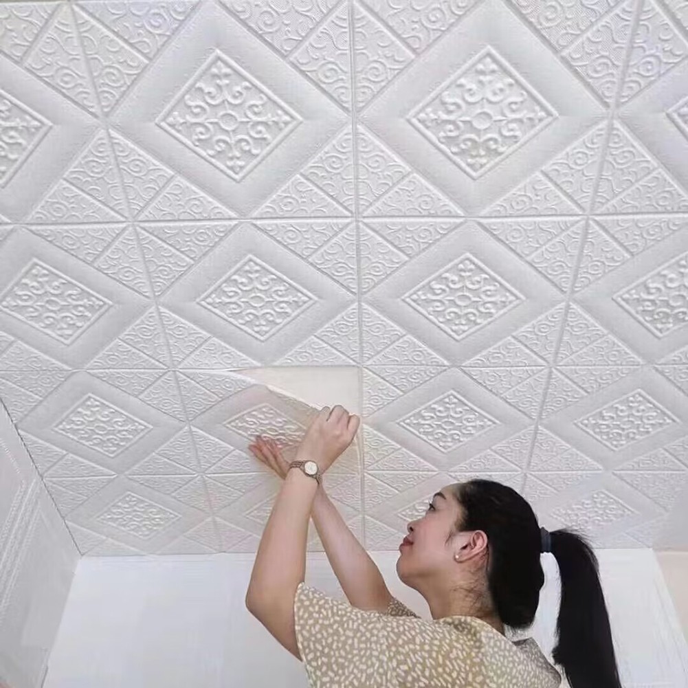 1pc 3D Tile Brick Wall Sticker Self-adhesive Foam Panel Waterproof Stickers