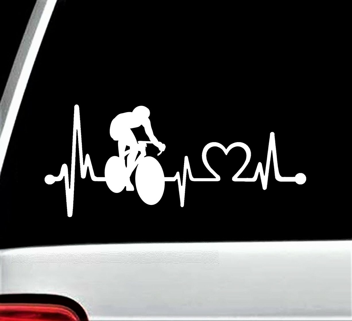 Bicycle Cycling Heartbeat Lifeline Decal Sticker for Car Window Cyclist BG 520